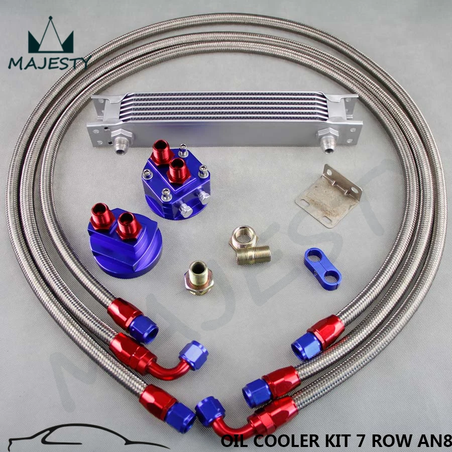 

Universal 7 Row AN-8/AN8 Engine Oil cooler + Filter Relocation for japan car kit