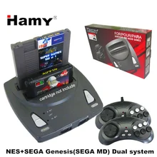 Alta calidad 8 bit NES Dendy + 16bit SEGA MD genesis retro sistema dual consola de videojuegos para todas las tarjetas de juego de 8 bits y 16 bits