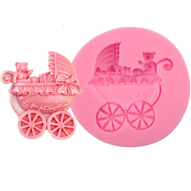 

Silicone Chocolate Mold Cake Decoration - Baby Carriage Stroller Bear Fondant Cookie Cupcake Mould Baking Ice Cube Tray
