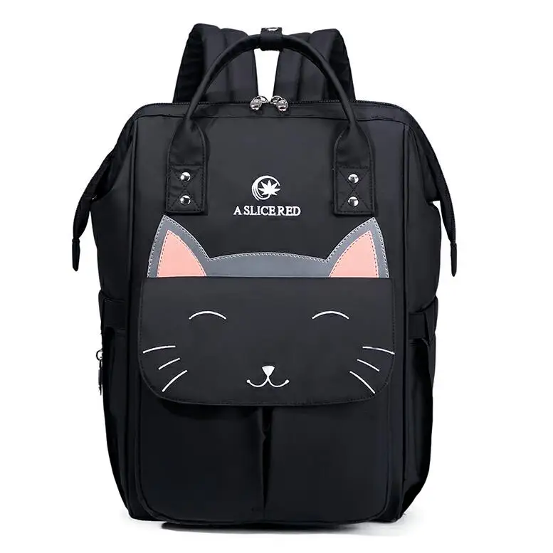 Рюкзак Mommy Bag большой мешок пеленки детские Организатор для беременных Водонепроницаемый кормящих сумка для Детская сумка для путешествий - Цвет: smile cat black