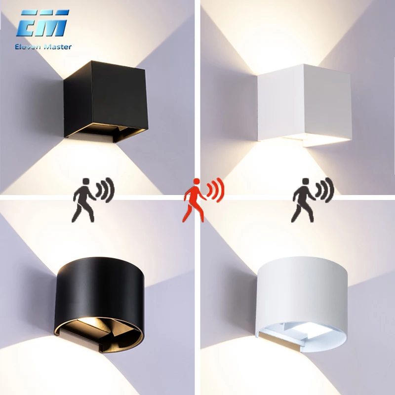 Baratos Lámpara de pared IP65 impermeable al aire libre 7 W 10 W Luz de porche AC90 260V lámpara de jardín decoración Sensor de movimiento luz de pared nocturna ZBW0002