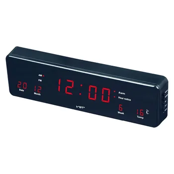 

led calendar wall clock with EU plug Multi - function digital led clock with alarm Home Desktop temp clock Hanging glowing Clock
