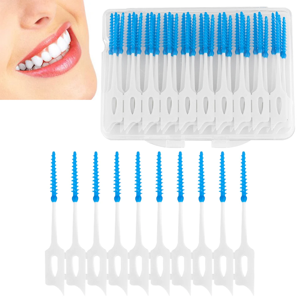 1 Bag Inter-dental Rubber Elastic Floss Brushes Dental Teeth Toothpick Oral Caring Teeth Cleaning Tool Random Color dropshipping