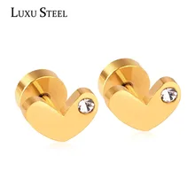 Роскошные стальные милые крошечные серьги-гвоздики в форме сердца, подарок девушке/детям/леди, серьги из нержавеющей стали с антиаллергенными кристаллами