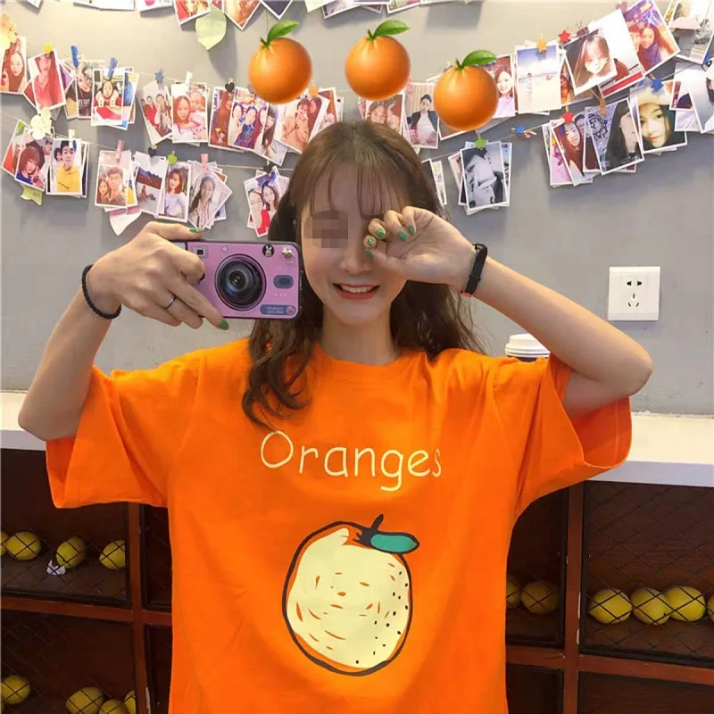 

Letter printing short-sleeved T-shirt female students 2019 new Korean version of loose casual long coat shirt women