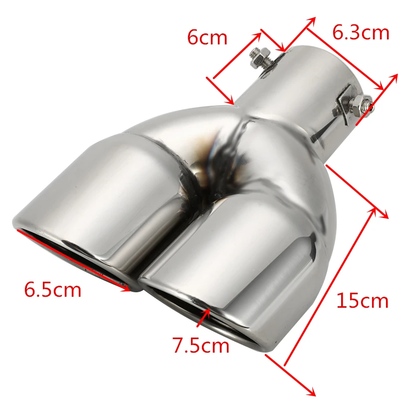 63 мм двойной выход из нержавеющей стали хромированный автомобильный глушитель выхлопной трубы наконечник конец отделка модифицированный хвост горло лайнер трубы серебро