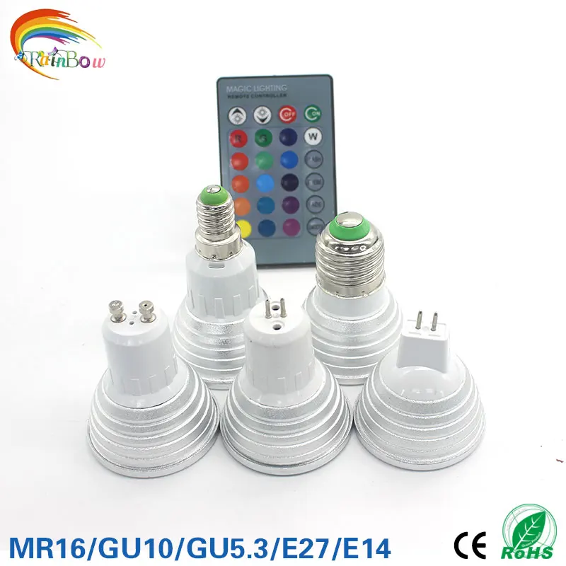 E27 E14 Светодиодная лампа 16 меняющих цвет RGB волшебная 85 265 в 110 120 220 В точесветильник