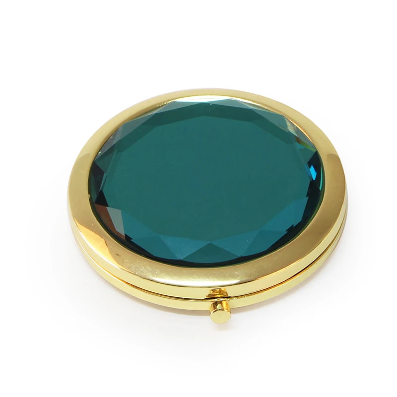 

Dark Green Crystal Compact Mirror 10 Colors Two-side Folded Makeup Mirror for Beautiful Wedding Gifts