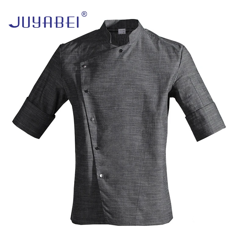 

2019 New Summer Unisex Casual Style Medium Sleeve Chef Work Uniform Tops Waiter Overalls Hotel Restaurant Chef Shirt Overalls