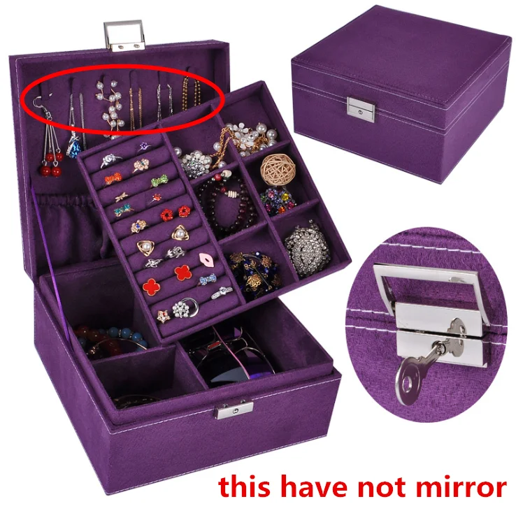 Гуаня бренд стиль 4 цвета практичная фланель для ювелирных изделий коробка витрина для ювелирных изделий серьги ожерелье кулон Контейнер Для Хранения Чехол подарок - Цвет: new purple