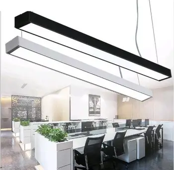 

Office chandeliers led strip lights office building creative aluminum chandeliers rectangular hanging line lamps led fixture