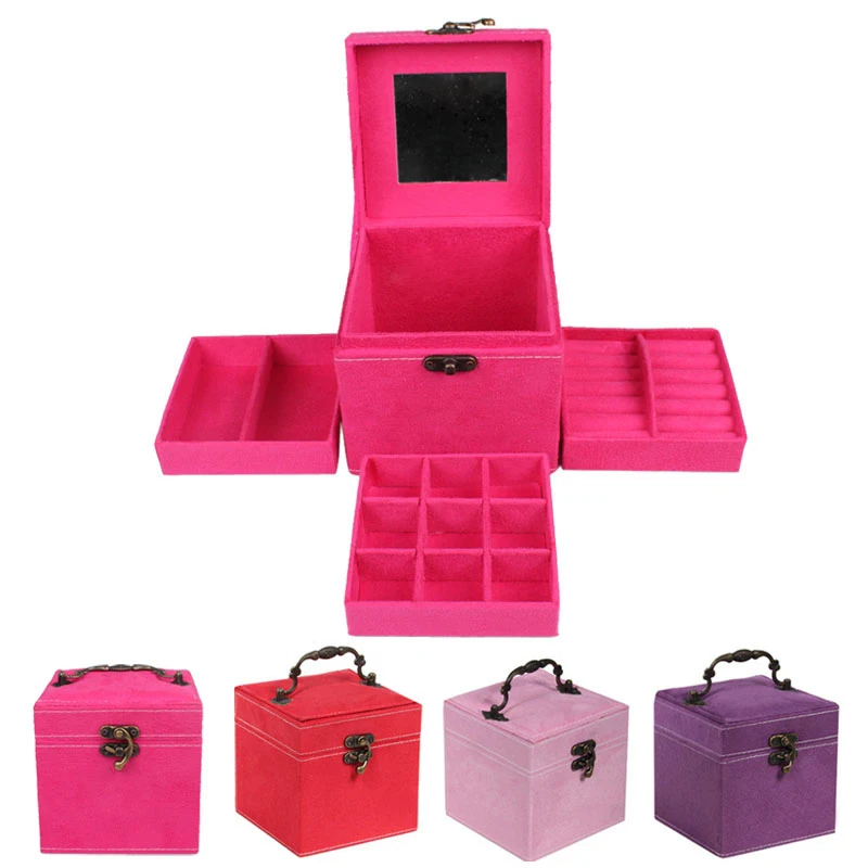 

Fashion Vintage Style Three-tier Jewelry Box Multideck Storage Cases KQS8