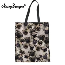 Бесшумные дизайнерские женские сумки для покупок 3D Сумка Мопс Хаски холщовые сумки многоразовые хлопковые продуктовые сумки кошелек эко складная тележка