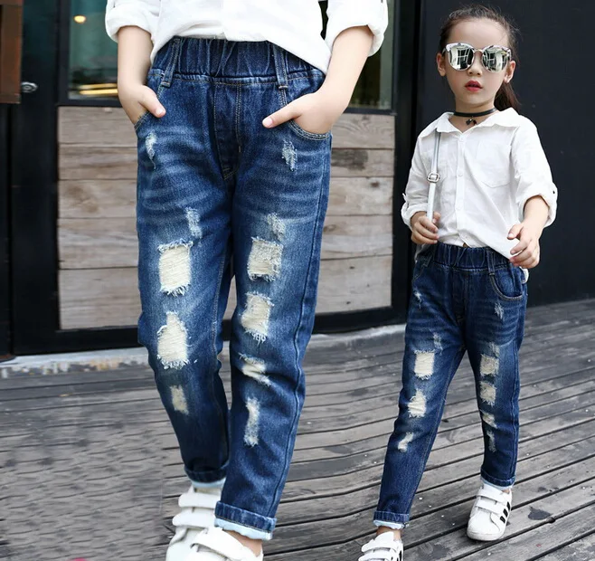 Spring Autumn Baby Boys hole Jeans Kids Broken Cool Washing Denim feet ...