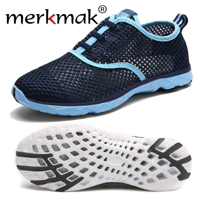 Online 2019 hombres zapatos verano zapatillas transpirables zapatos casuales pareja amante moda Slip On hombres malla zapatos planos tamaño grande Envío Directo