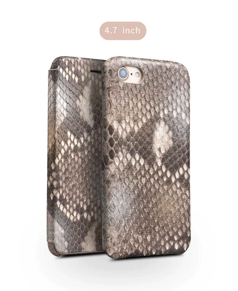 QIALINO чехол для iPhone7 из натуральной кожи флип-чехол для iPhone7 Plus Модный Чистый ручной работы изготовленный на заказ Чехол из кожи питона 4,7/5,5