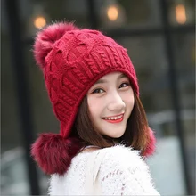 Новинка, шапка из кроличьей шерсти, женская вязаная шапка, милая и милая вязаная шапка для девочек, теплая женская вязаная шапка на осень и зиму