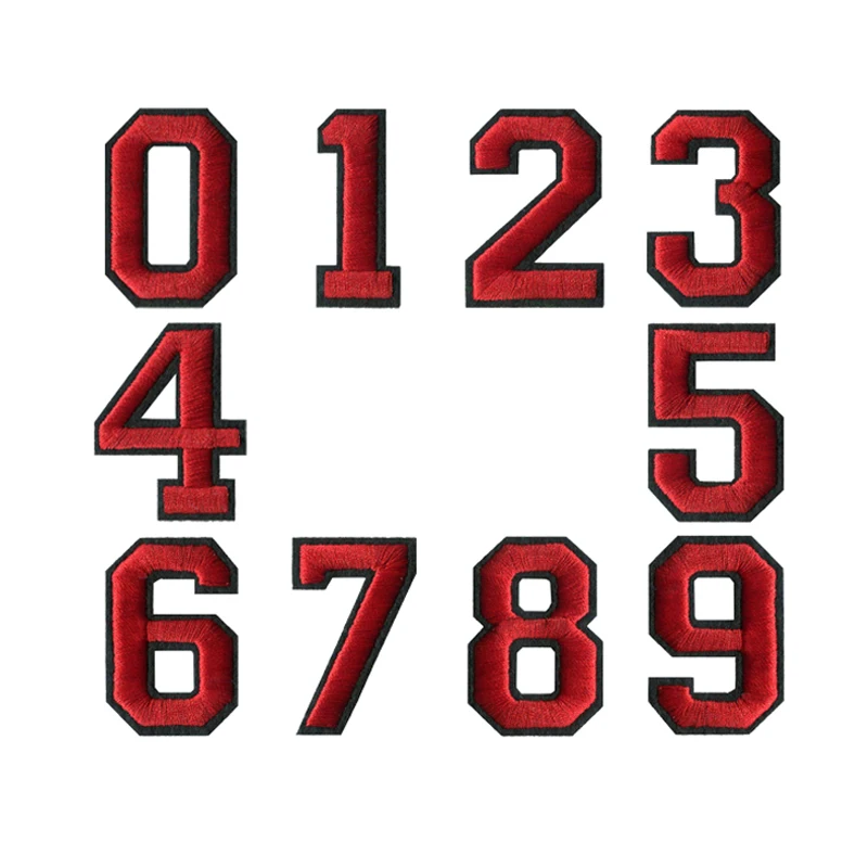 

1PC 0-9 Black and Red Arabic numerals Mixed Embroidered Sew on badge Iron On embroidery Patches For Jacket Clothing Bag Pant