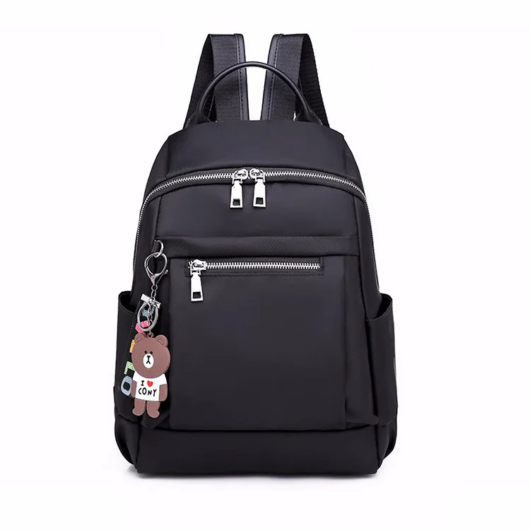 Модный дизайнерский нейлоновый женский рюкзак, большой повседневный школьный рюкзак на молнии для девочек-подростков, Женская дорожная сумка, светильник, рюкзак - Цвет: Черный