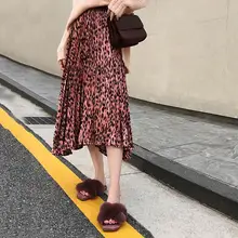 Летний Пляжный женский винтажный леопардовый комплект пуловер+ кожаная юбка качающаяся длинная юбка модная