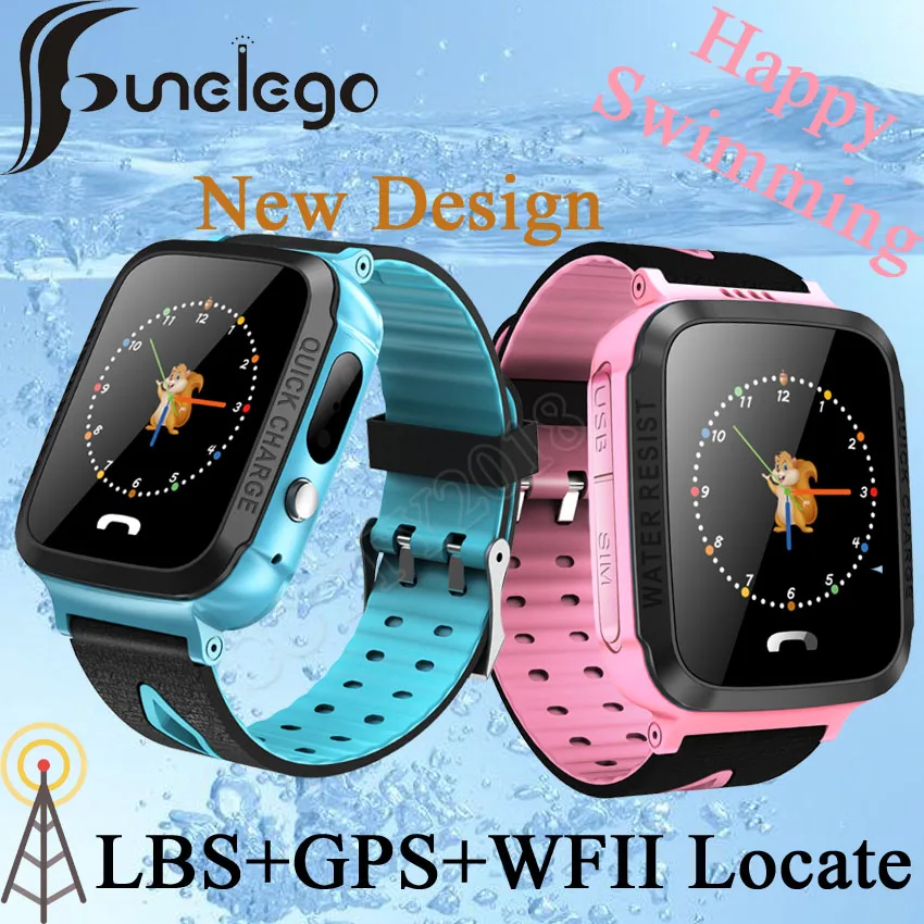 Водонепроницаемые детские часы Funelego GPS сенсорный экран SOS Смарт с телефоном для