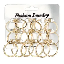 MissCyCy геометрические круглые серьги-кольца в стиле панк набор для женщин девочек золотой серебряный цвет твист вечерние серьги подарок 9 пара/лот