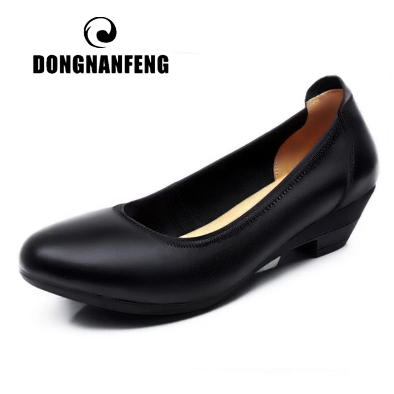 DONGNANFENG Для женщин женские ботинки из натуральной кожи на плоской подошве с опущенным носком Туфли без каблуков; лоферы; мягкие слипоны работы размера плюс 41 42 QNML-1016