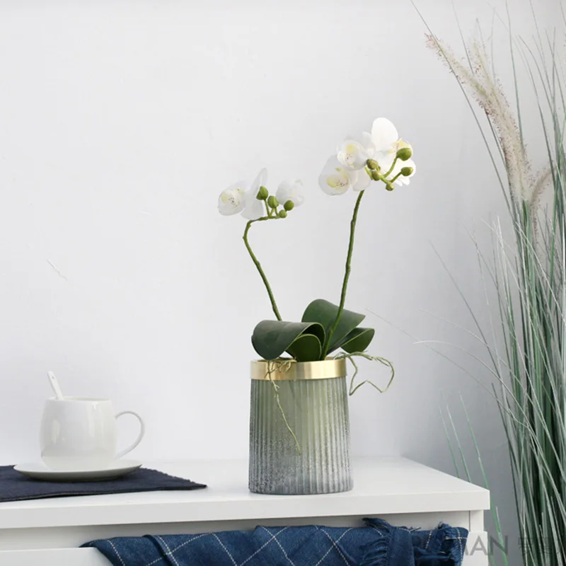 Günstig Kreative Matte Alten Glas Flasche Blume Vase Ornament Kupfer Ring Nordic Glas Vase Handwerk Wohnzimmer Tisch Vasen Weiche Kunst decor