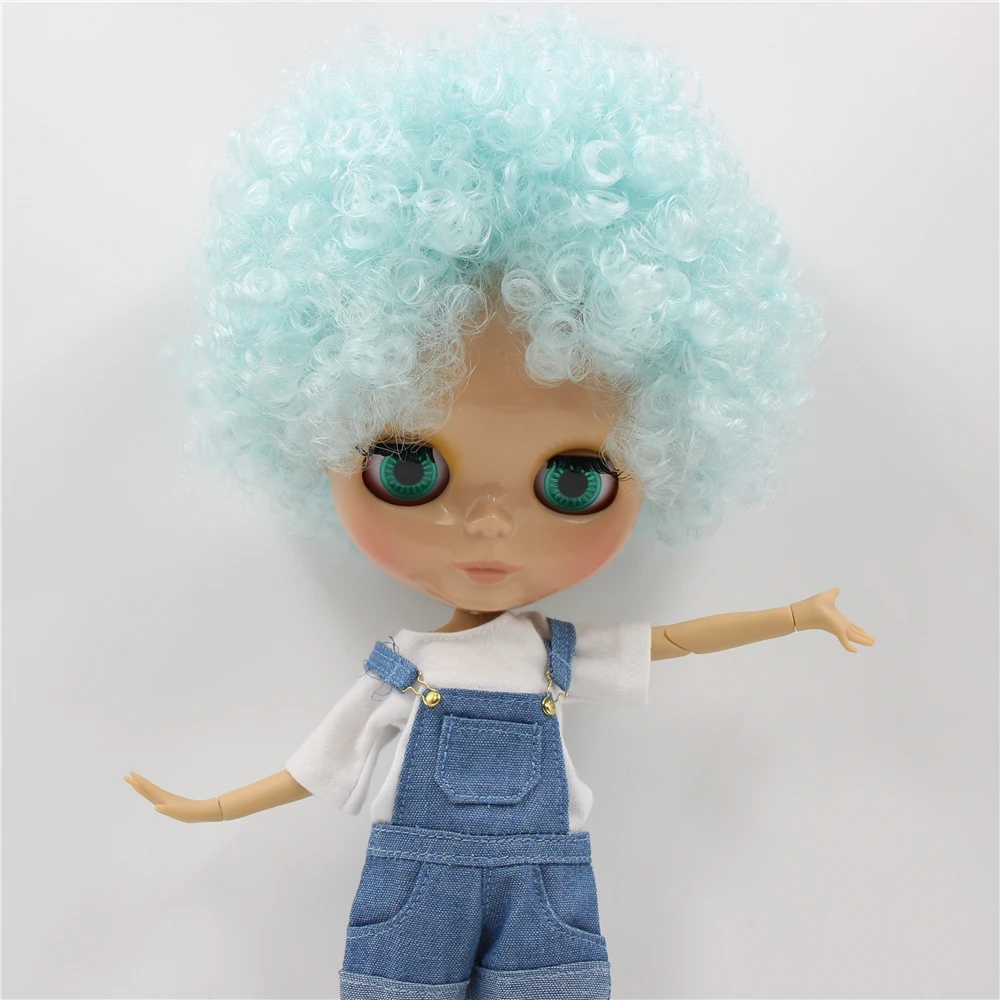 Neo Blythe Doll with Blue Hair, Tan Skin, Shiny Cute Face & Custom Jointed Body 5
