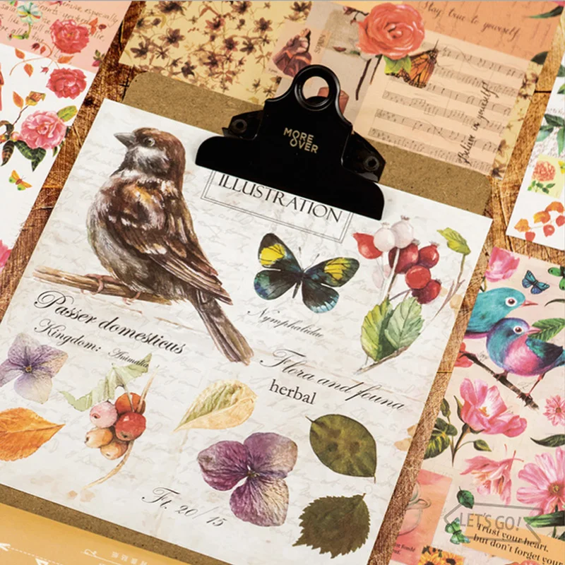 

4 pcs/bag Vintage adornment old newspaper bird paper sticker bag DIY diary planner decoration sticker album scrapbooking kawaii