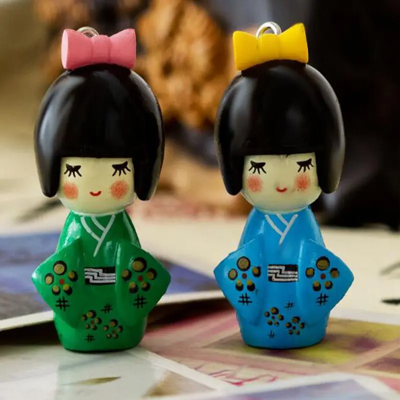 

10pcs Japanese doll, kimono girl, micro landscape decoration, pvc doll 4cm mix colors