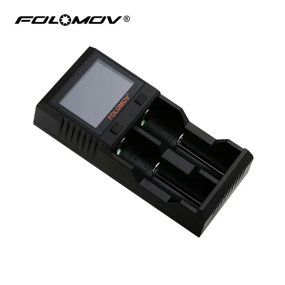 

Folomov A2 Intelligent Rapid Charger for Li-ion Batteries 2 Ports LCD Screen 18650 Battery Charger for AA AAA 20700 26650 18700