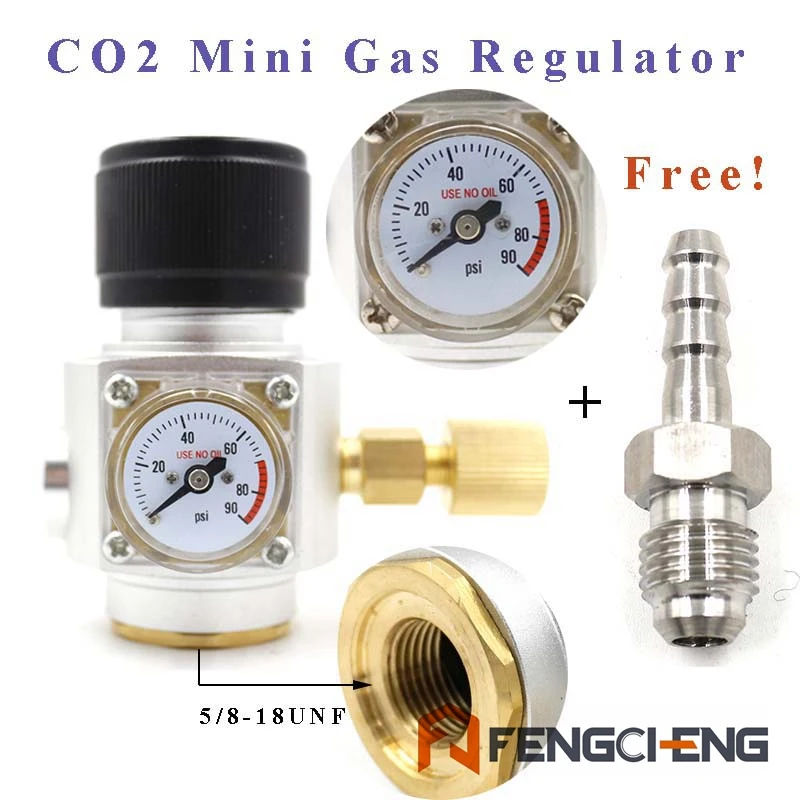 5/8 18UNF Homebrew CO2 Mini Gas Regulator 0 90 psi Beer Kegging