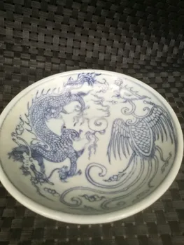 

Chinese old porcelain Blue and white Dragon and Phoenix porcelain bowl plate