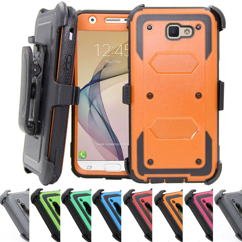 

Heavy Duty Hard Shockproof Hybrid Armor Case With Kickstand Belt Clip Holster Back Cover For Samsung Galaxy J7 Prime / ON 7 2016