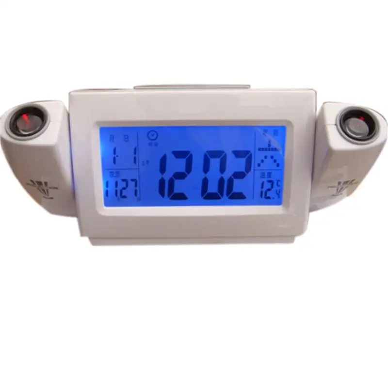 Sound Control Battery Powered Dual Rotating Lens Projection Alarm Clock