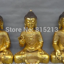 Bi001154 1" Тибет Бронзовый Свинка Буддизма Джосс 3 Компл. Robe Шакьямуни Амитаюс Статуя Будды