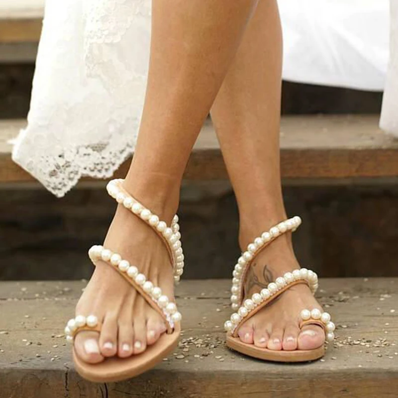 beaded flat sandals
