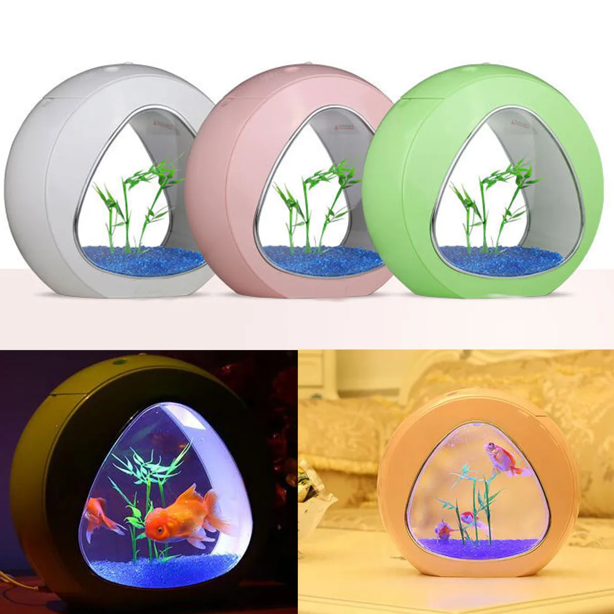 

Ecology Fish Tank Integration Water Filter LED Light System Oxygen Pump Mini Fish Tank Home Office Aquarium Table Decoration