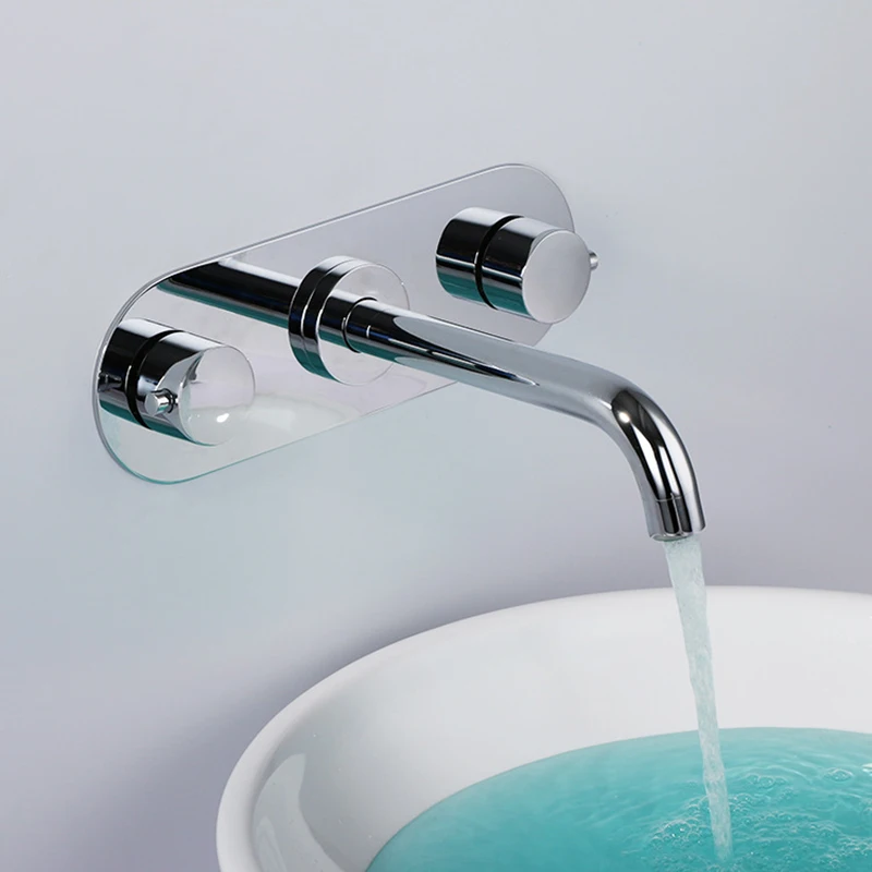 Engineering bathroom hardware faucet In-wall hot and cold water mixing faucet Double-handle copper basin faucet Engineering bathroom hardware faucet In-wall hot and cold water mixing faucet Double-handle copper basin faucet