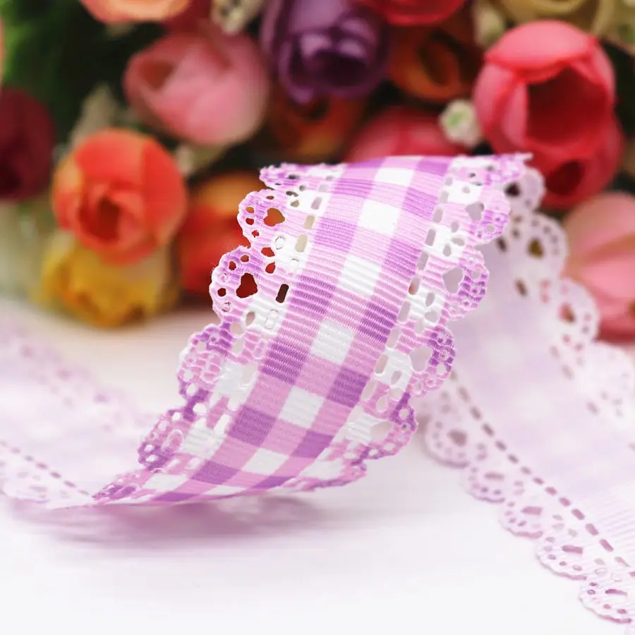

50 Yards Hollow Lace Grosgrain Ribbon Lattice Printed Ribbon 30MM For Hair Bows DIY Crafts Handmade Accessories M19051402
