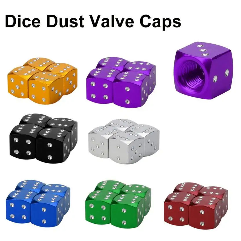 

4Pc Dice Dust Valve Caps Car Motorcycles Electric Cars 80's Novelty Fun Retro Car Accessories Z831 DROPSHIP 5lower