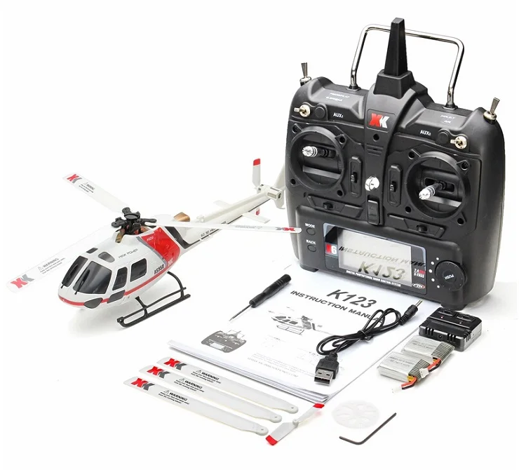 

(with two battery )Original XK K123 6CH Brushless AS350 Scale 3D6G System RC Helicopter RTF Upgrade WLtoys V931 (In Stock)