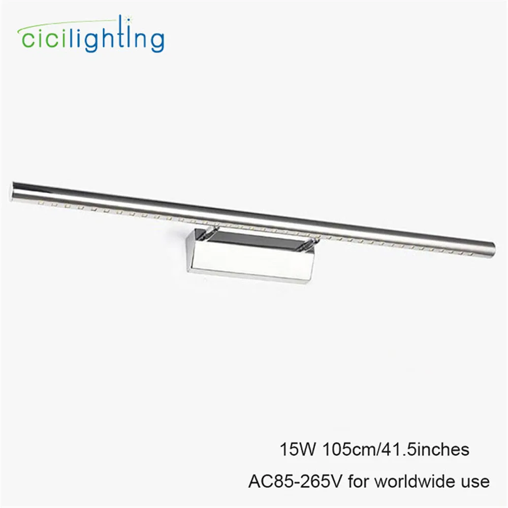 

90V - 265V L105cm 15W led mirror lights lamp long Bathroom wall lighting SMD5050 LED kitchen cabinet wandlamp quarto