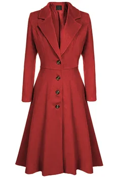 

2019 New Autumn Winter Solid Swing Office Trench Coats Elegant Women Long Coat Turn-Down Collar Vintage High Waist Overcoats