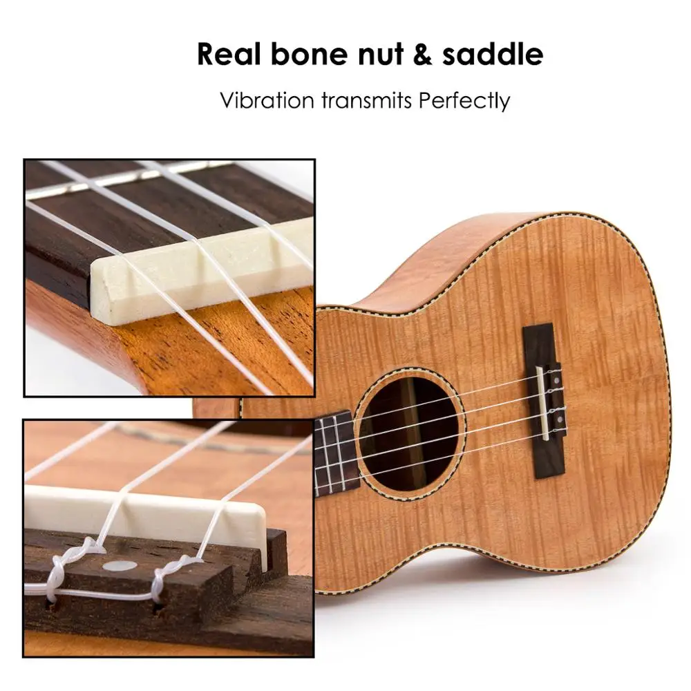 Najtaniej Kmise Ukulele koncert tenorowy baryton Uku 23 26 30 Ukulele tygrys płomień Okoume zestaw startowy gitara klasyczna głowa gitara hawajska