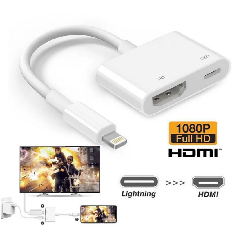 Экранный преобразователь кабель системы освещения к HDMI Plug-and-play высокой четкости для компьютера и проектора Шнур для IPhone X XR XS Max