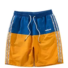 Харадзюку цвет блок шорты мужские летние хип хоп шорты для бега боковые полосатые шорты Уличная эластичная талия мужские повседневные шорты