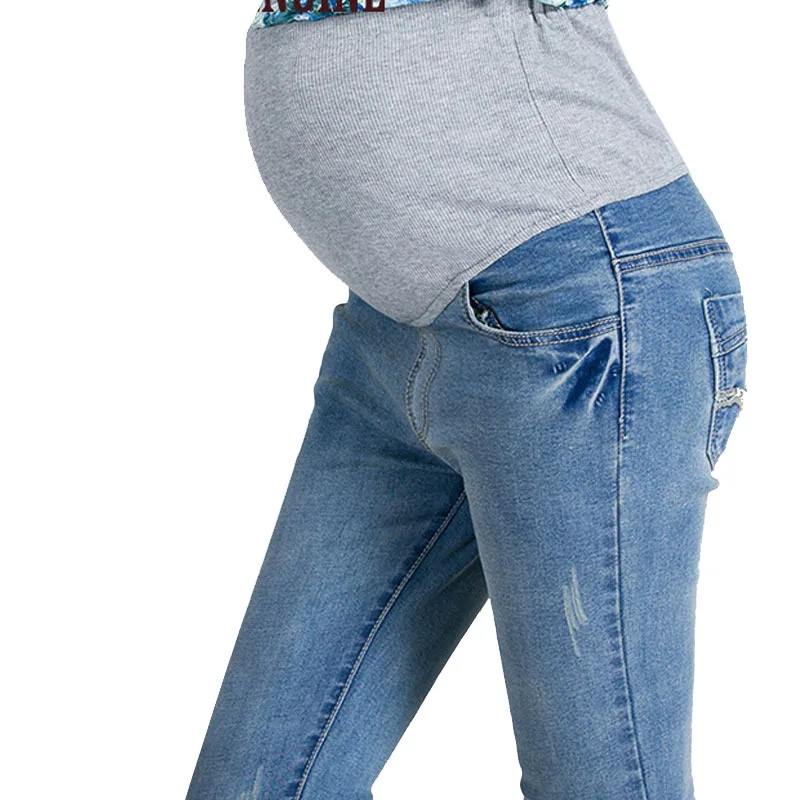Elastic Waist 100 Cotton Maternity Jeans Pants For Pregnancy Clothes For Pregnant Women Legging Autumn Winter 2015 Plus Size