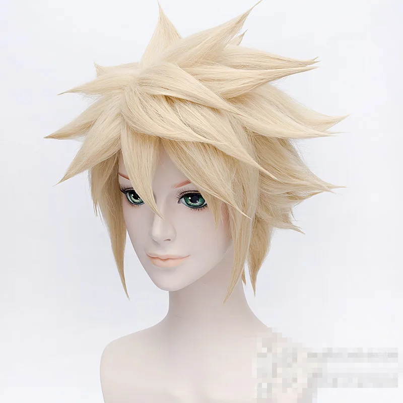 Аниме FF15 FINAL FANTASY 7 Cloud Strife косплей парик Хэллоуин, вечерние, сцена, играть короткие волосы светло-золотой высокое качество